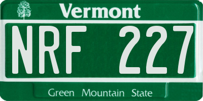 VT license plate NRF227