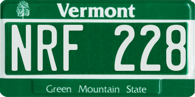 VT license plate NRF228