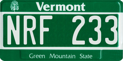 VT license plate NRF233