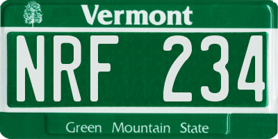 VT license plate NRF234