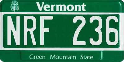 VT license plate NRF236