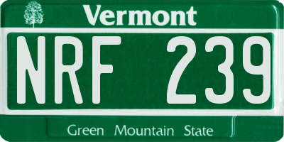 VT license plate NRF239
