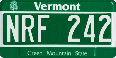 VT license plate NRF242