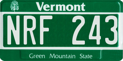 VT license plate NRF243
