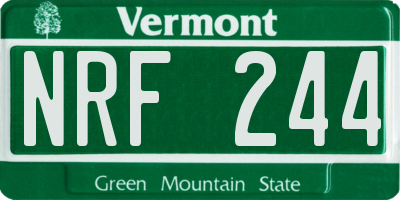VT license plate NRF244
