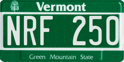 VT license plate NRF250