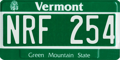 VT license plate NRF254