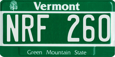 VT license plate NRF260