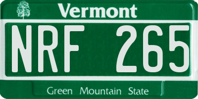 VT license plate NRF265