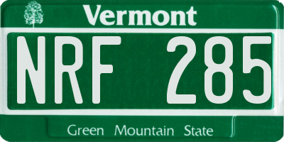 VT license plate NRF285