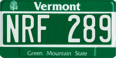 VT license plate NRF289