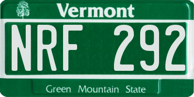 VT license plate NRF292