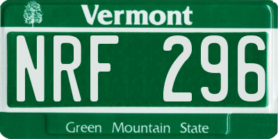 VT license plate NRF296