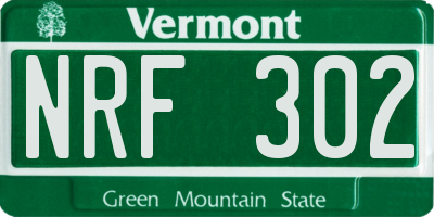 VT license plate NRF302