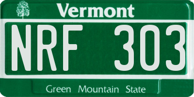 VT license plate NRF303