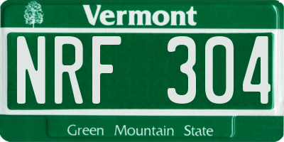 VT license plate NRF304