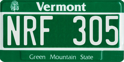 VT license plate NRF305