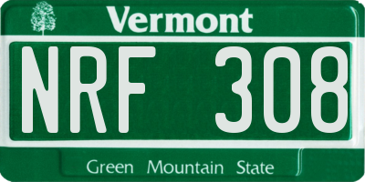 VT license plate NRF308