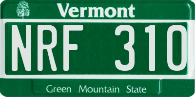 VT license plate NRF310