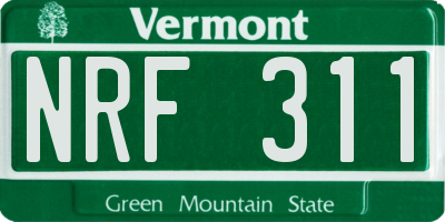 VT license plate NRF311