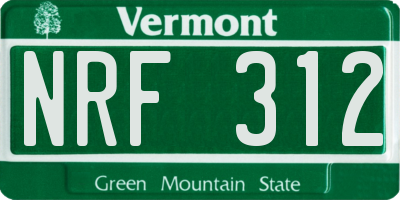 VT license plate NRF312