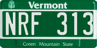 VT license plate NRF313
