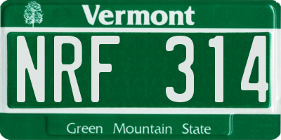 VT license plate NRF314