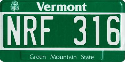 VT license plate NRF316