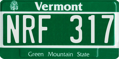 VT license plate NRF317