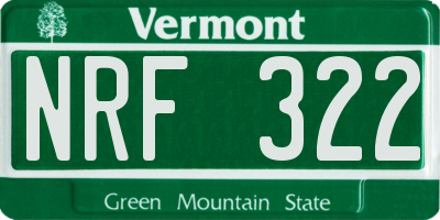 VT license plate NRF322