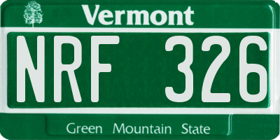 VT license plate NRF326