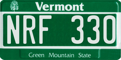 VT license plate NRF330