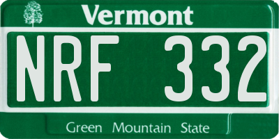 VT license plate NRF332