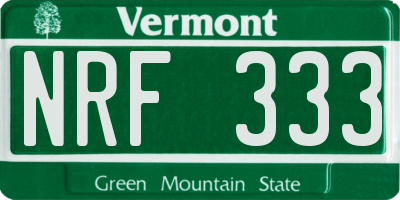 VT license plate NRF333