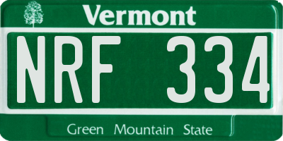 VT license plate NRF334