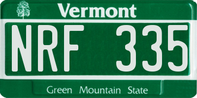 VT license plate NRF335