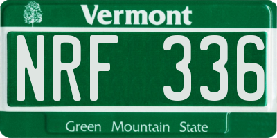 VT license plate NRF336
