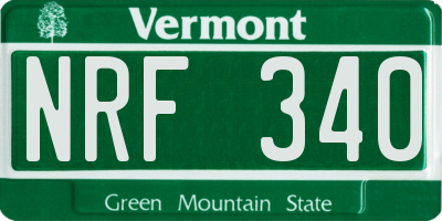 VT license plate NRF340