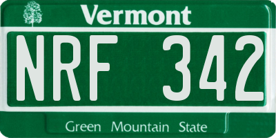 VT license plate NRF342