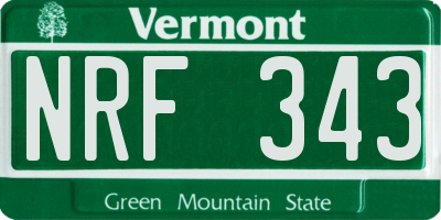 VT license plate NRF343