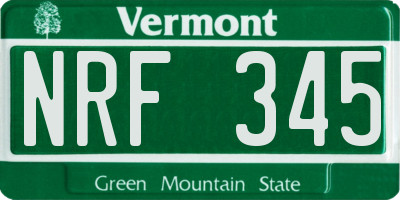 VT license plate NRF345