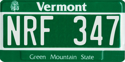 VT license plate NRF347