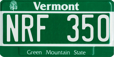 VT license plate NRF350