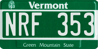 VT license plate NRF353