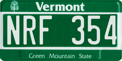 VT license plate NRF354