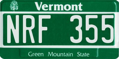 VT license plate NRF355