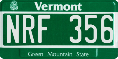 VT license plate NRF356