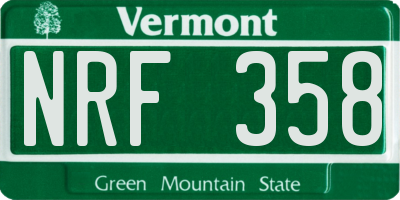 VT license plate NRF358