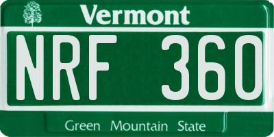 VT license plate NRF360