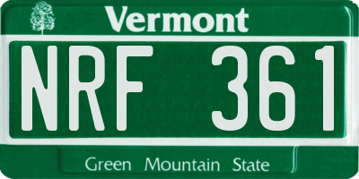 VT license plate NRF361